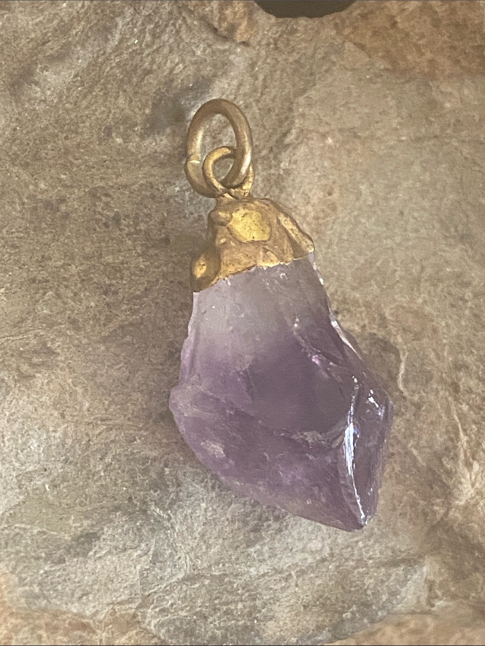Vintage 90s Gold-Capped Amethyst Pendant